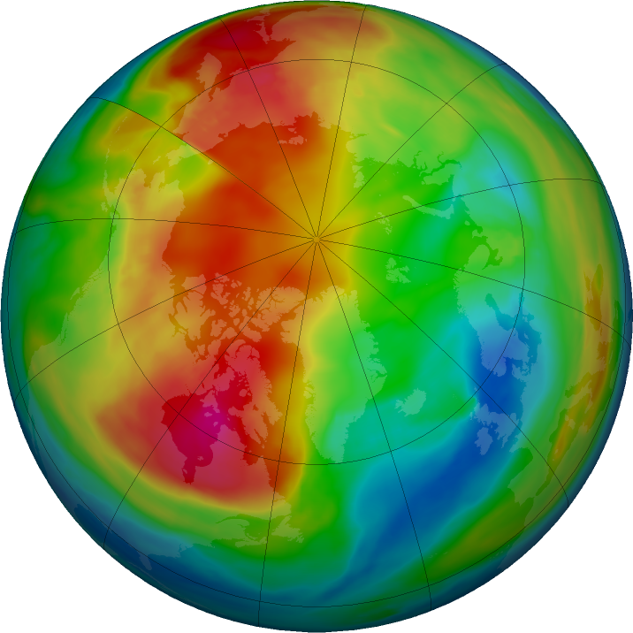 Arctic ozone map for 29 January 2023